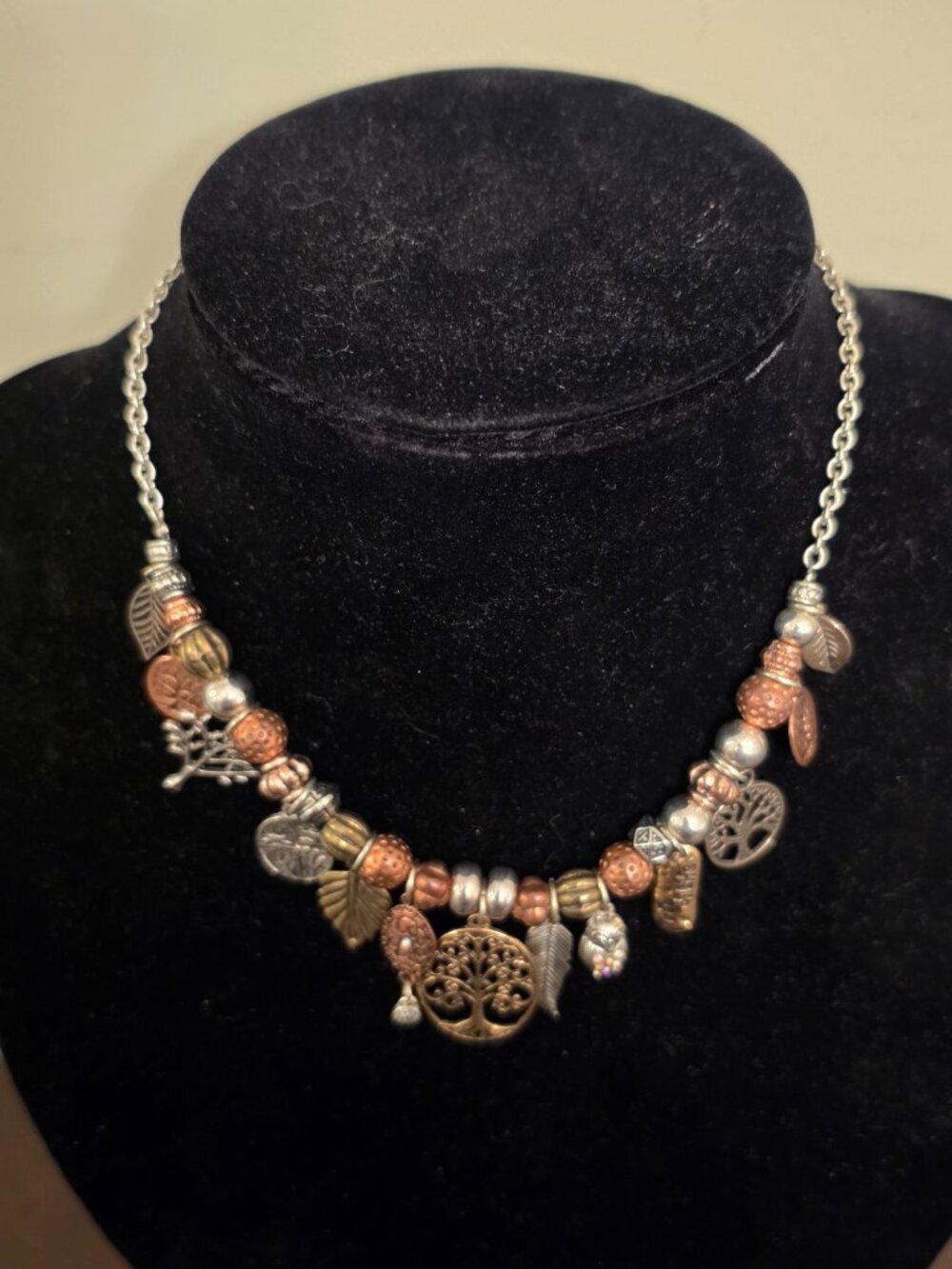 Preowned multicolor "Tree of Life" necklace from China features a round pendant